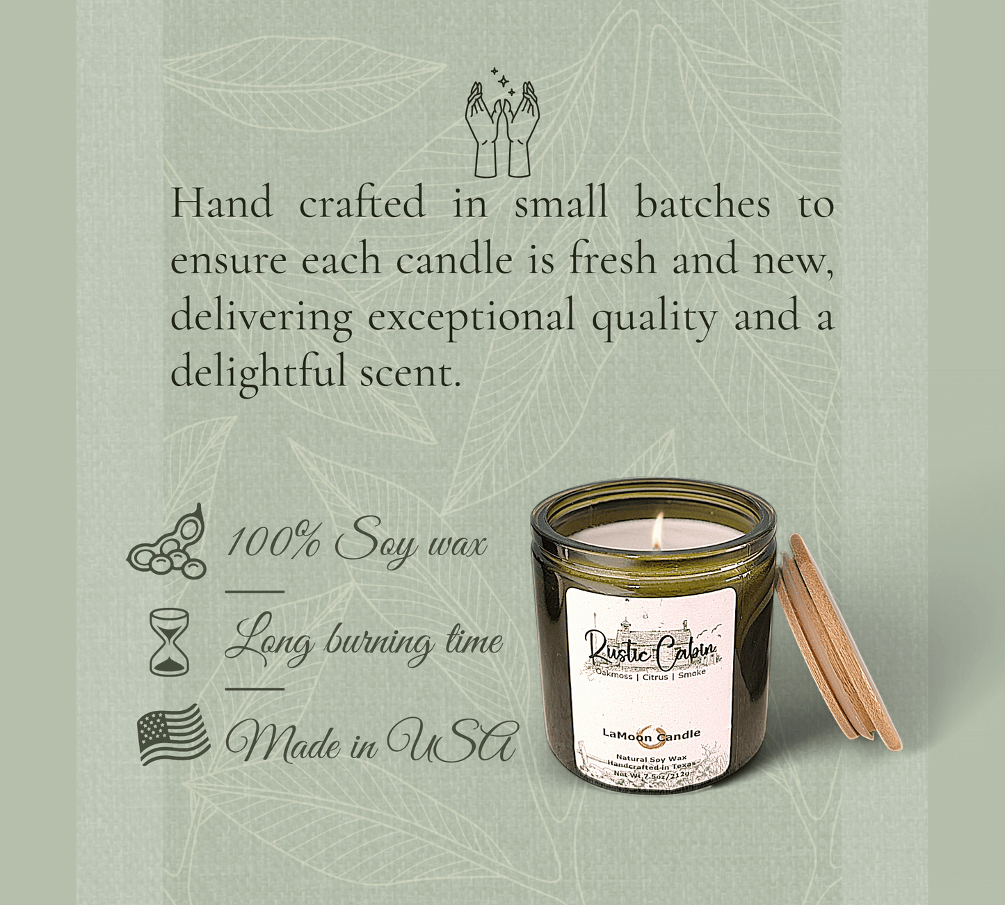 Rustic Cabin - Medium Vintage Green Soy Wax Candle - LaMoon Candle