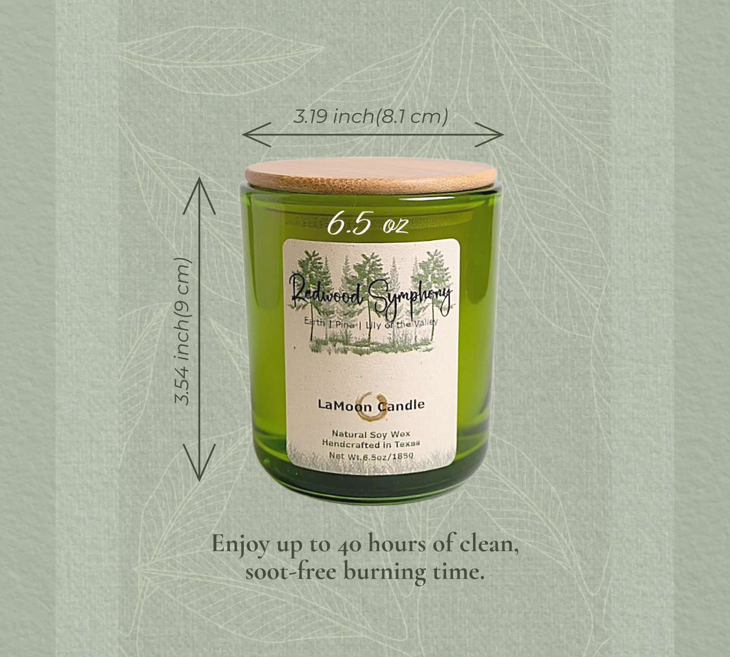 Redwood Symphony - Medium Lime Green Soy Wax Candle