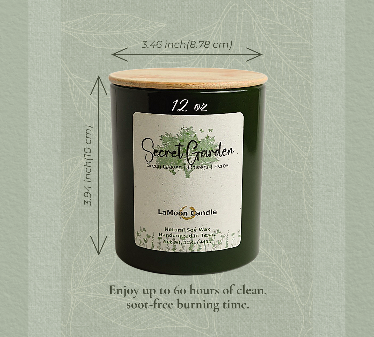 Secret Garden - Large Vintage Green Soy Wax Candle