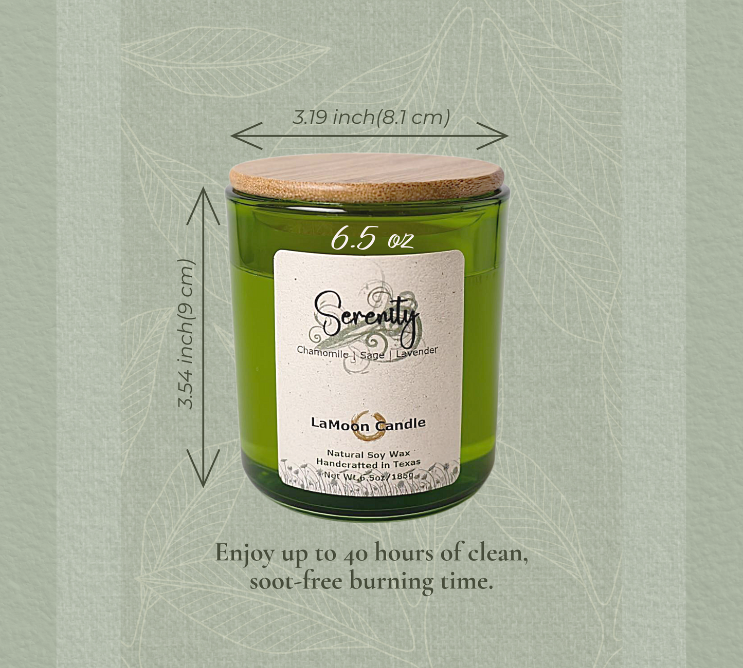 Serenity - Medium Lime Green Soy Wax Candle