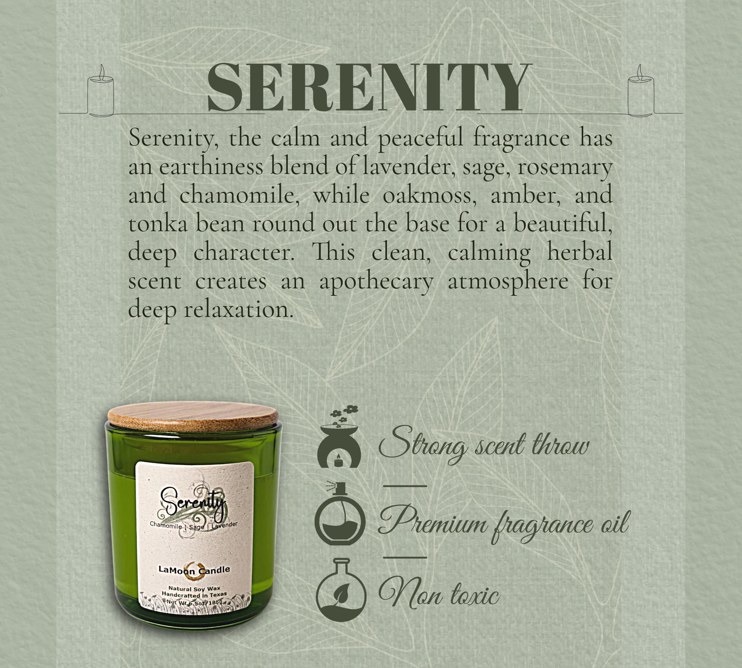 Serenity - Medium Lime Green Soy Wax Candle