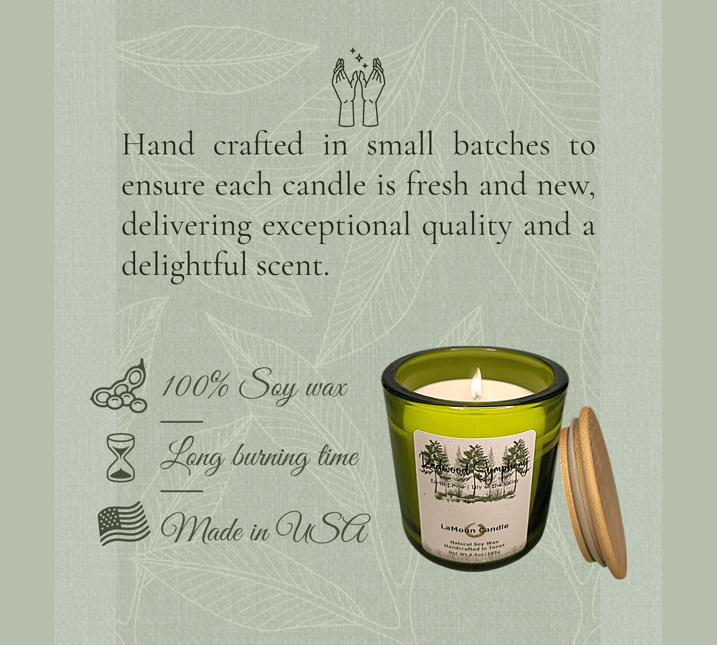 Redwood Symphony - Medium Lime Green Soy Wax Candle - LaMoon Candle
