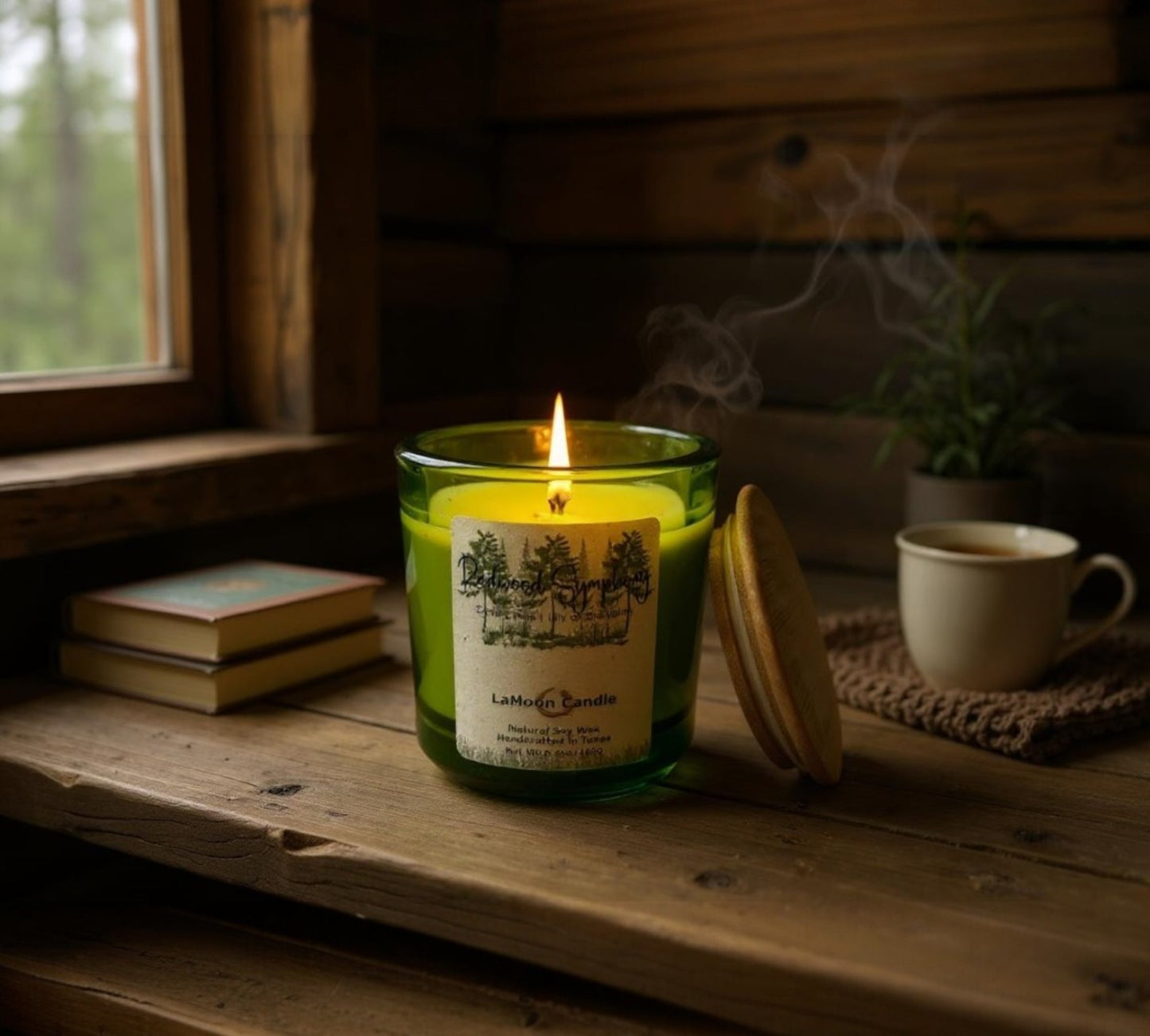 Redwood Symphony - Medium Lime Green Soy Wax Candle