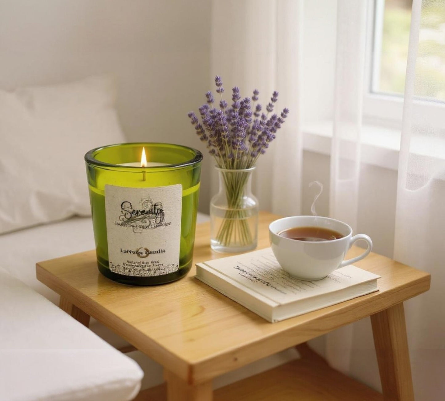 Serenity - Medium Lime Green Soy Wax Candle