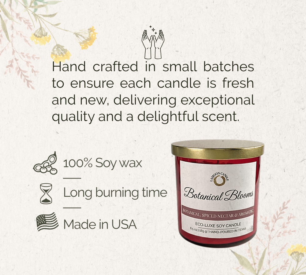 Botanical Blooms | Red Heart Shaped Rose Scented Soy Wax Candle - LaMoon Candle