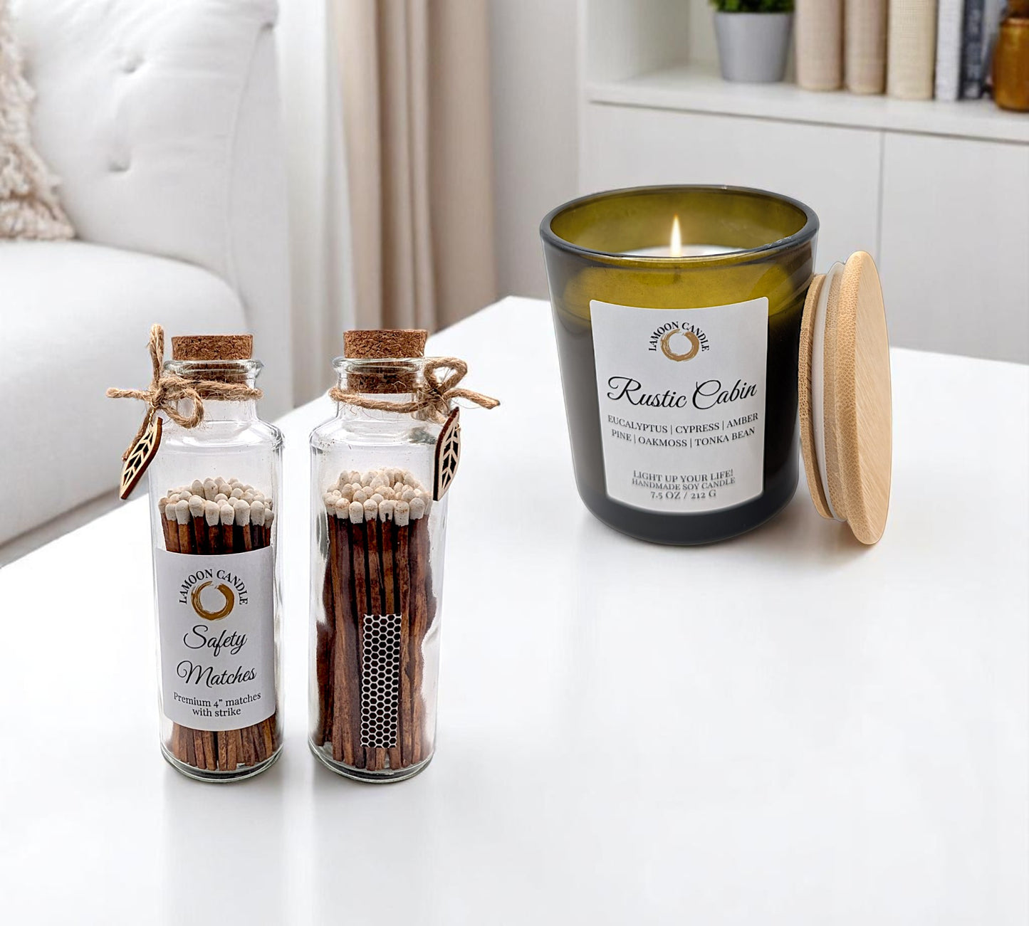 4 - Inch Premium Colored Safety Matches in Large Glass Tube - LaMoon Candle