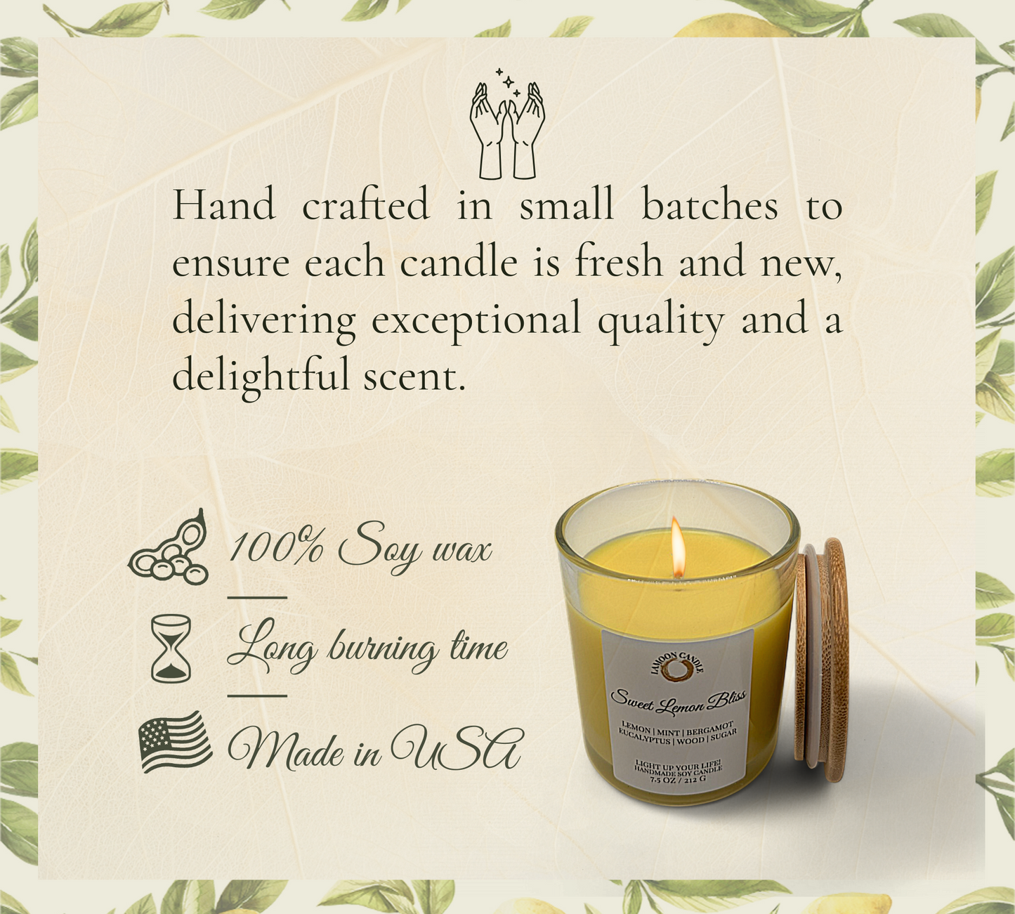 Sweet Lemon Bliss - Medium Soy Wax Candle