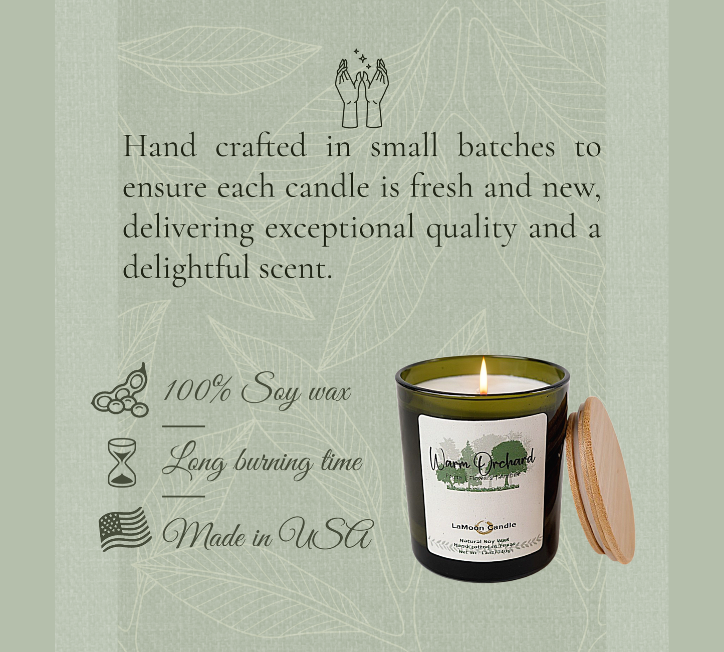 Warm Orchard - Large Vintage Green Soy Wax Candle