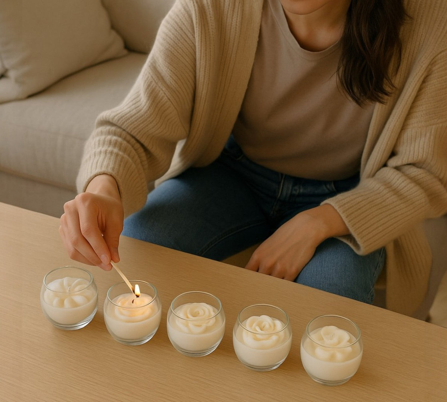 Embedded Flower Candle Set (set of 5)