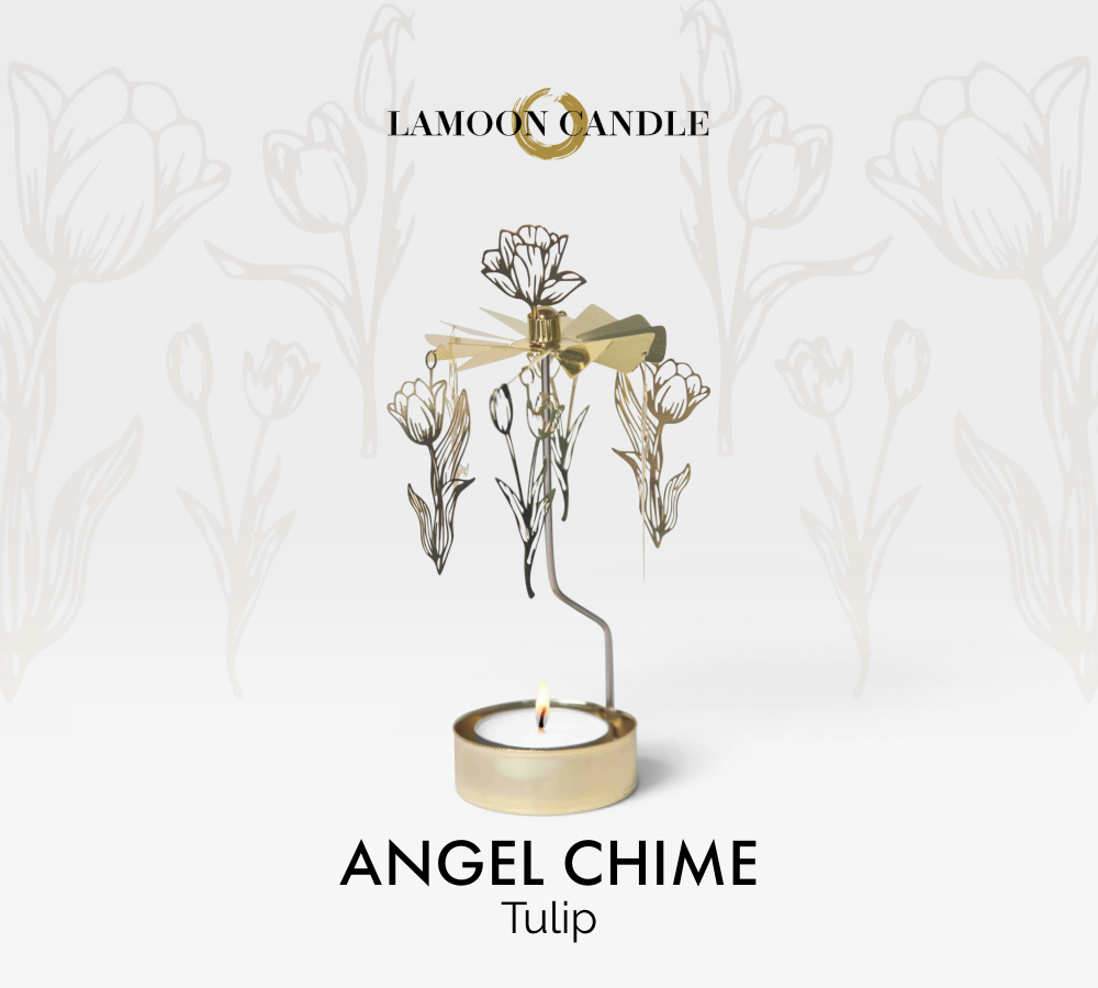 LaMoon Candle delicate gold Tulips spinning tealight candle holder home decor accessory