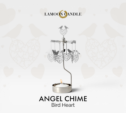 Modern silver metal Bird Heart rotary candle holder accessory by LaMoon Candle