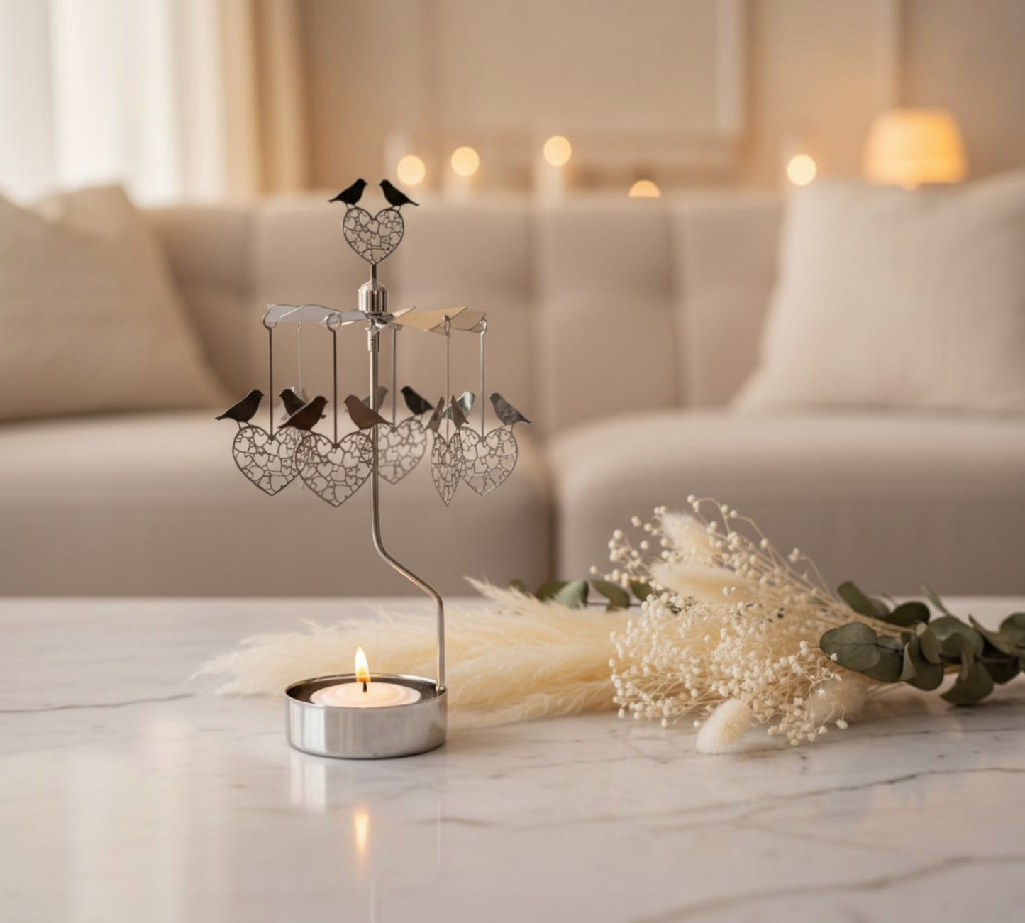 LaMoon Candle rotary candle holder styling idea on a cozy bedside table for home decor