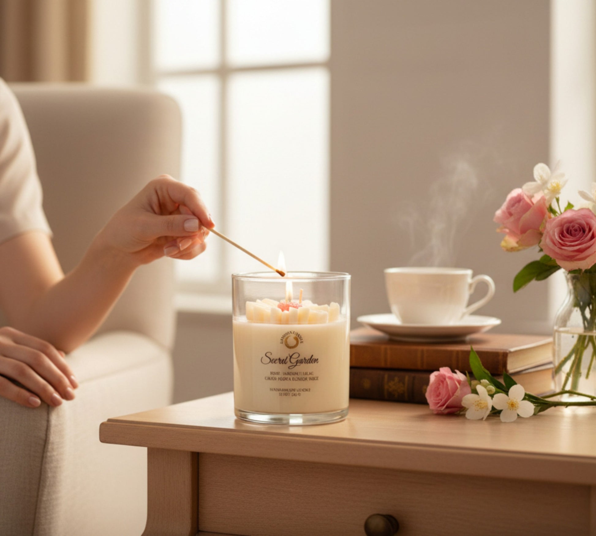 Secret Garden - Large Floral Soy Wax Candle - LaMoon Candle