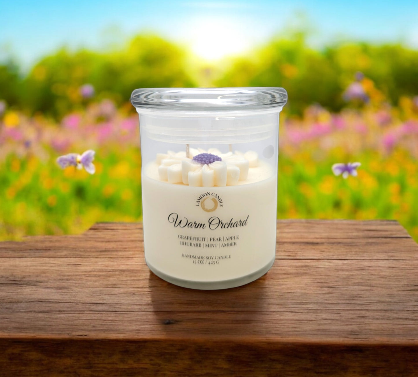 Warm Orchard - Large Floral Soy Wax Candle