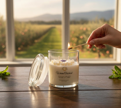 Warm Orchard - Large Floral Soy Wax Candle - LaMoon Candle