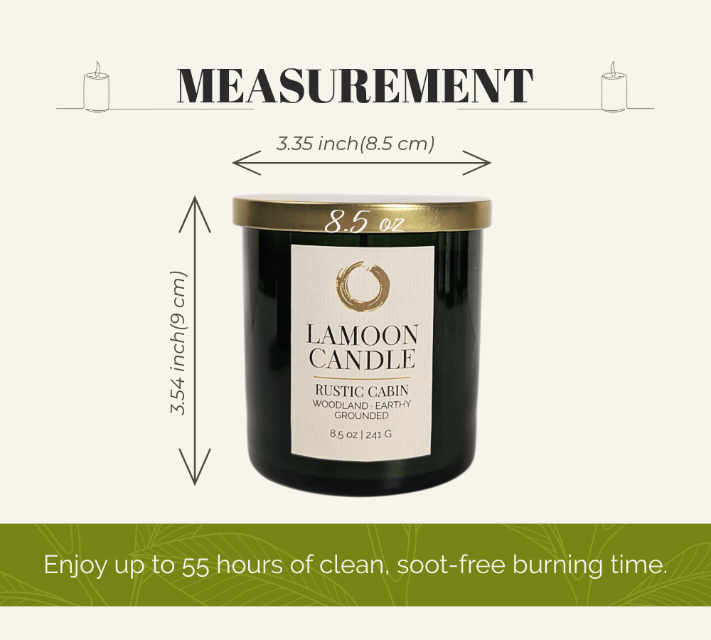 Rustic Cabin Premium Soy Candle (8.5oz) – Green Glass Jar with Gold Lid - LaMoon Candle