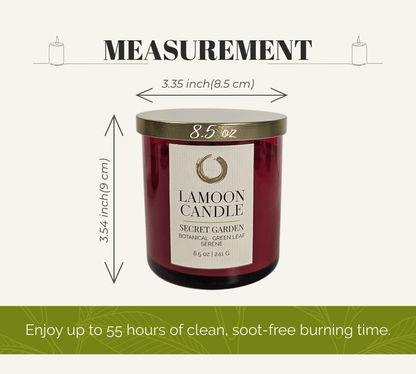 Secret Garden Premium Soy Candle (8.5oz) – Red Glass Jar with Gold Lid - LaMoon Candle