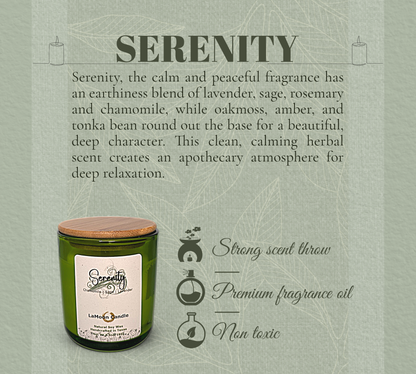 Natural soy wax candle in lime green container and bamboo lid.