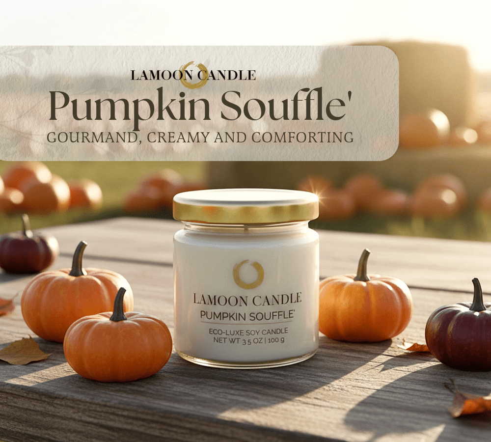 Pumpkin Soufflé 3.5 oz Soy Candle – Clear Glass Jar with Gold Twisted Lid - LaMoon Candle