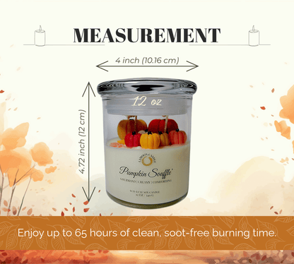 Pumpkin Soufflé 12 oz Soy Candle – Glass Jar with Pumpkin Wax Toppers - LaMoon Candle