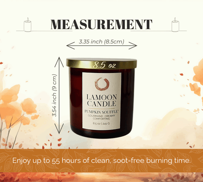 Pumpkin Soufflé 8.5 oz Soy Candle – Amber Glass Jar with Gold Twisted Lid - LaMoon Candle