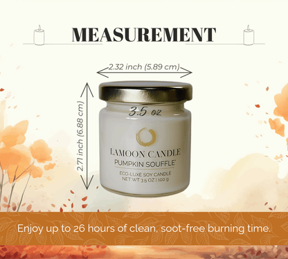 Pumpkin Soufflé 3.5 oz Soy Candle – Clear Glass Jar with Gold Twisted Lid - LaMoon Candle