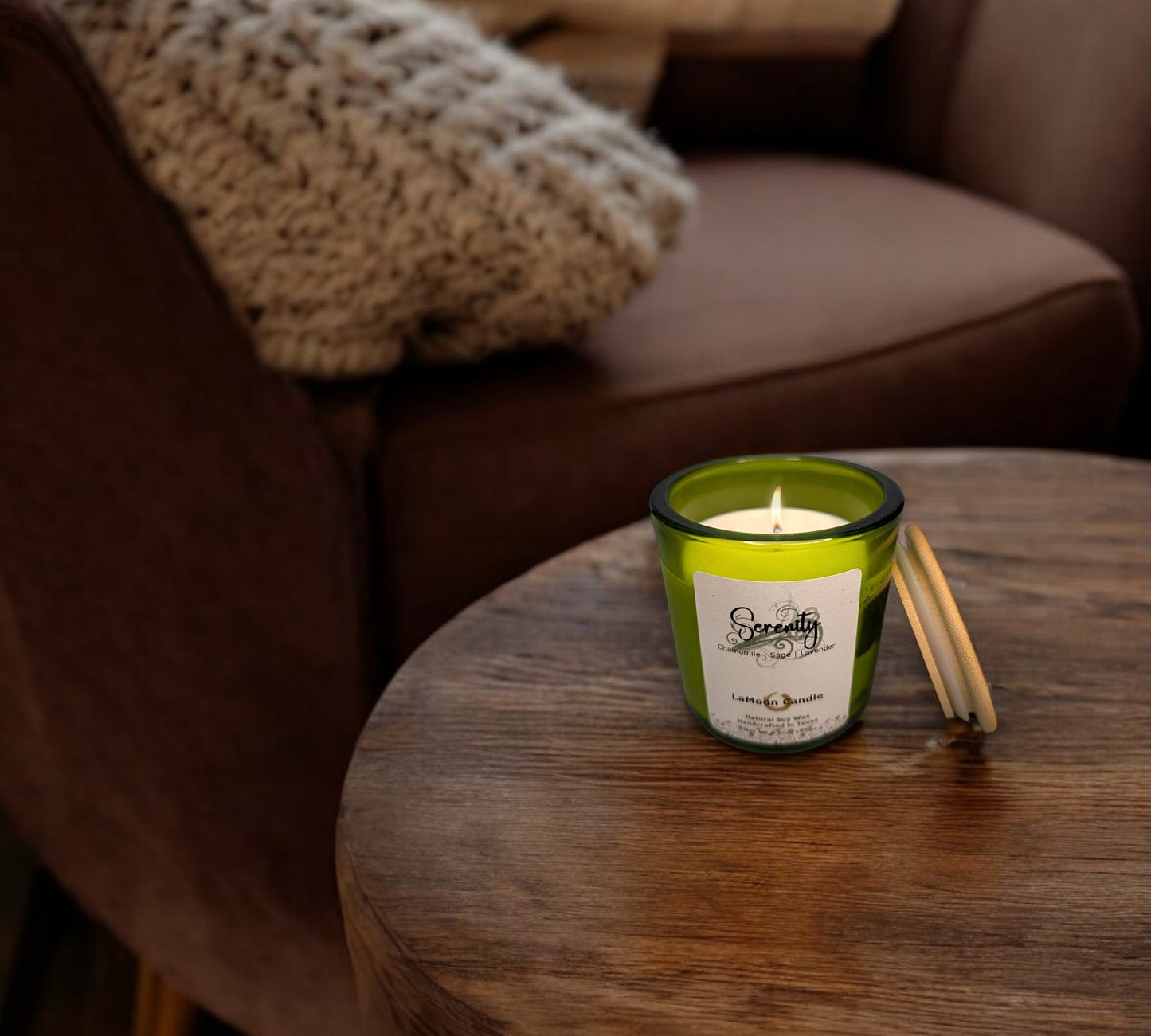 Serenity - Medium Lime Green Soy Wax Candle