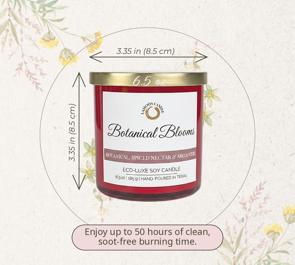 Botanical Blooms | Red Heart Shaped Rose Scented Soy Wax Candle - LaMoon Candle
