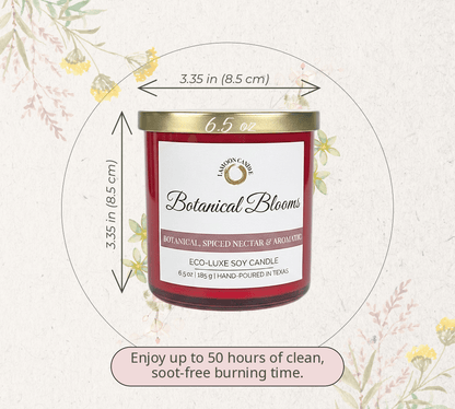 Botanical Blooms | Red Heart Shaped Rose Scented Soy Wax Candle - LaMoon Candle