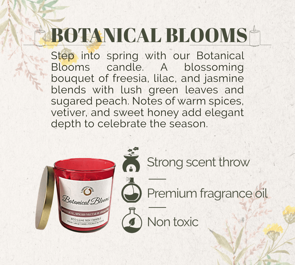 Botanical Blooms | Red Heart Shaped Rose Scented Soy Wax Candle - LaMoon Candle