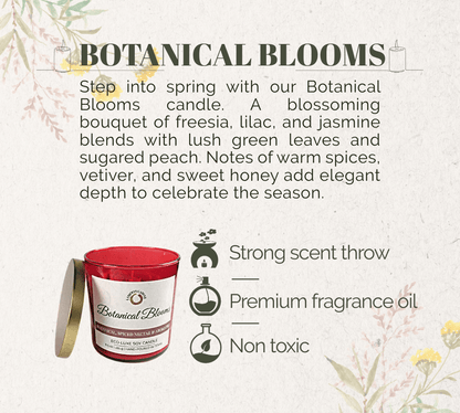 Botanical Blooms | Red Heart Shaped Rose Scented Soy Wax Candle - LaMoon Candle