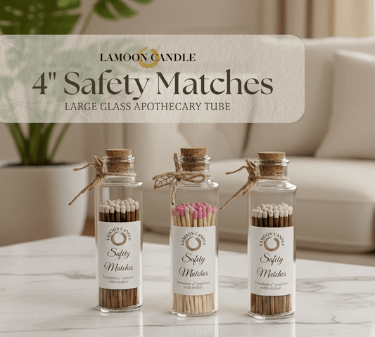 4" Premium Safety Matches – Large Glass Apothecary Tube with Striker - LaMoon Candle