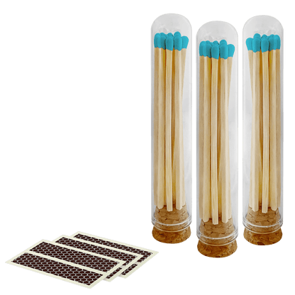 4" Premium Safety Matches in Glass Mini Cloche | Choice of Match Colors | Decorative Match Bottle with Cork - LaMoon Candle