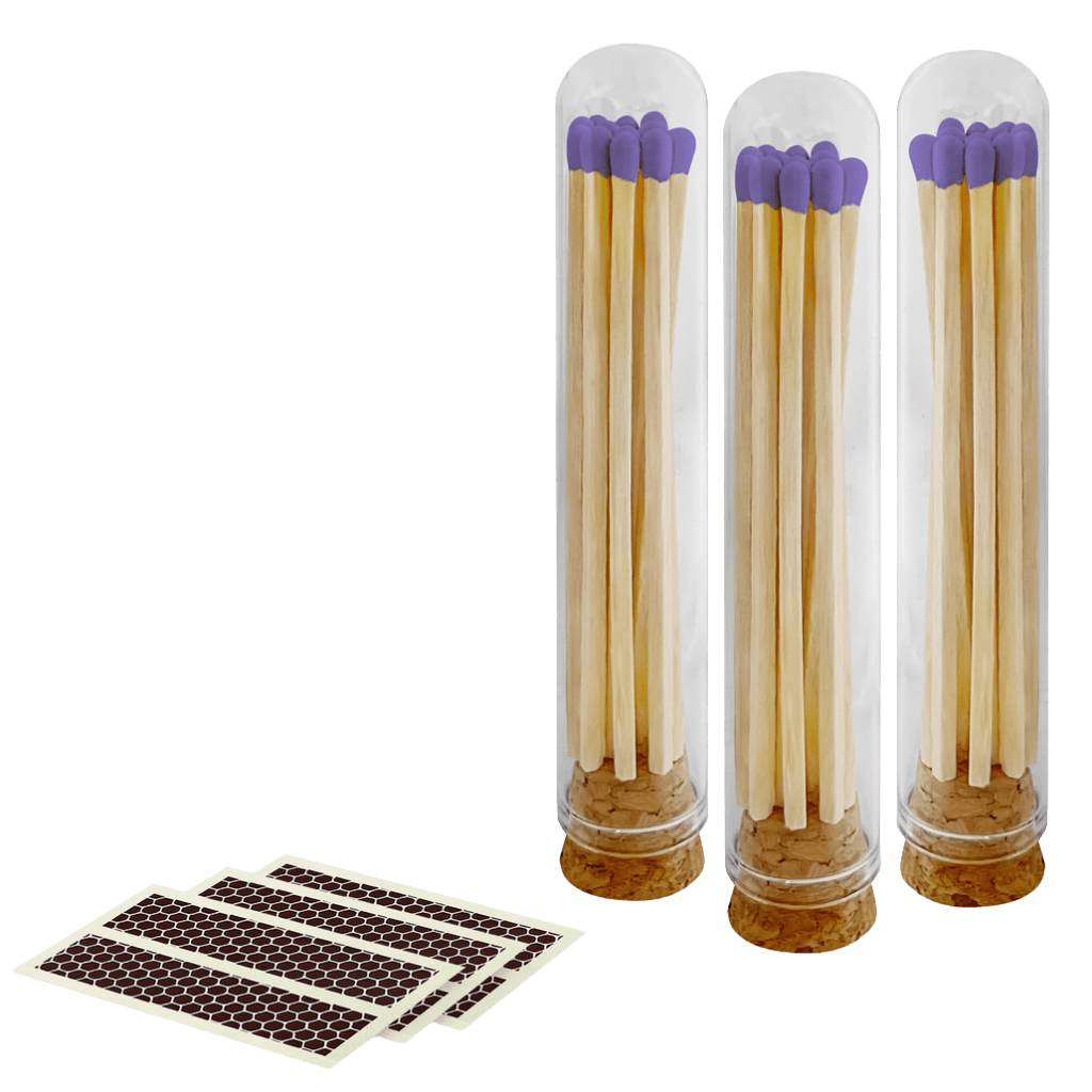4" Premium Safety Matches in Glass Mini Cloche | Choice of Match Colors | Decorative Match Bottle with Cork - LaMoon Candle