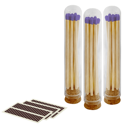 4" Premium Safety Matches in Glass Mini Cloche | Choice of Match Colors | Decorative Match Bottle with Cork - LaMoon Candle