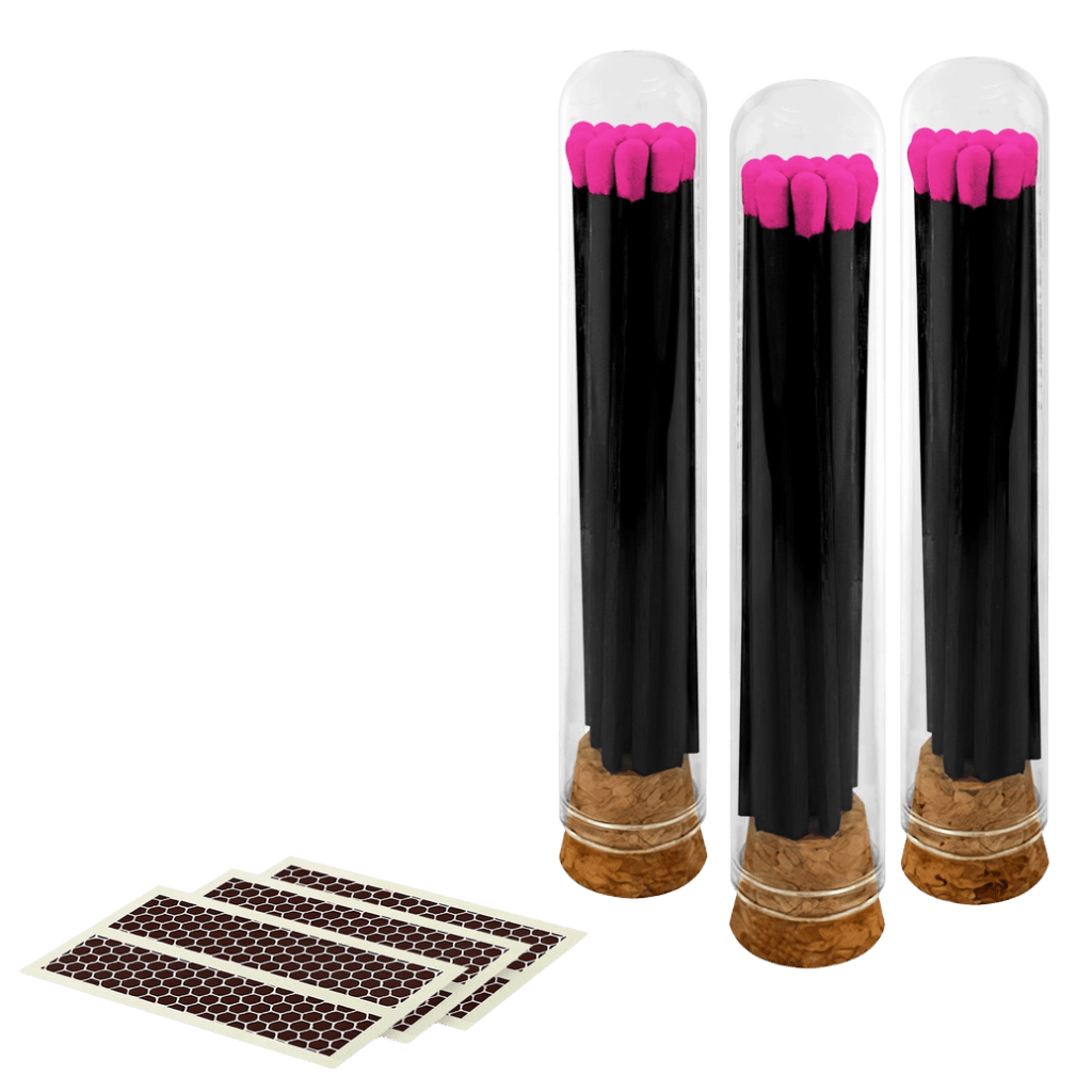4" Premium Safety Matches in Glass Mini Cloche | Choice of Match Colors | Decorative Match Bottle with Cork - LaMoon Candle