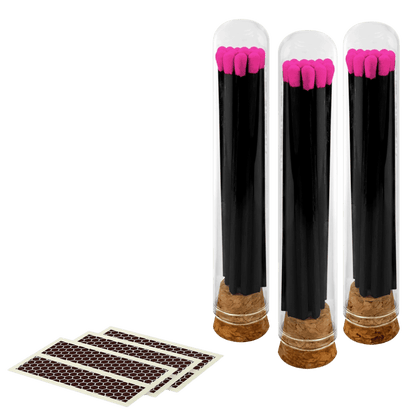 4" Premium Safety Matches in Glass Mini Cloche | Choice of Match Colors | Decorative Match Bottle with Cork - LaMoon Candle