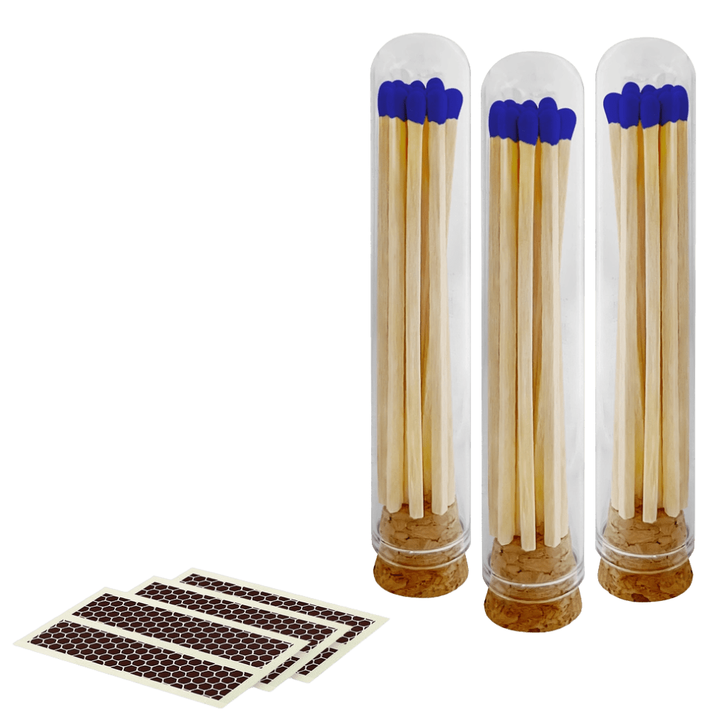 4" Premium Safety Matches in Glass Mini Cloche | Choice of Match Colors | Decorative Match Bottle with Cork - LaMoon Candle