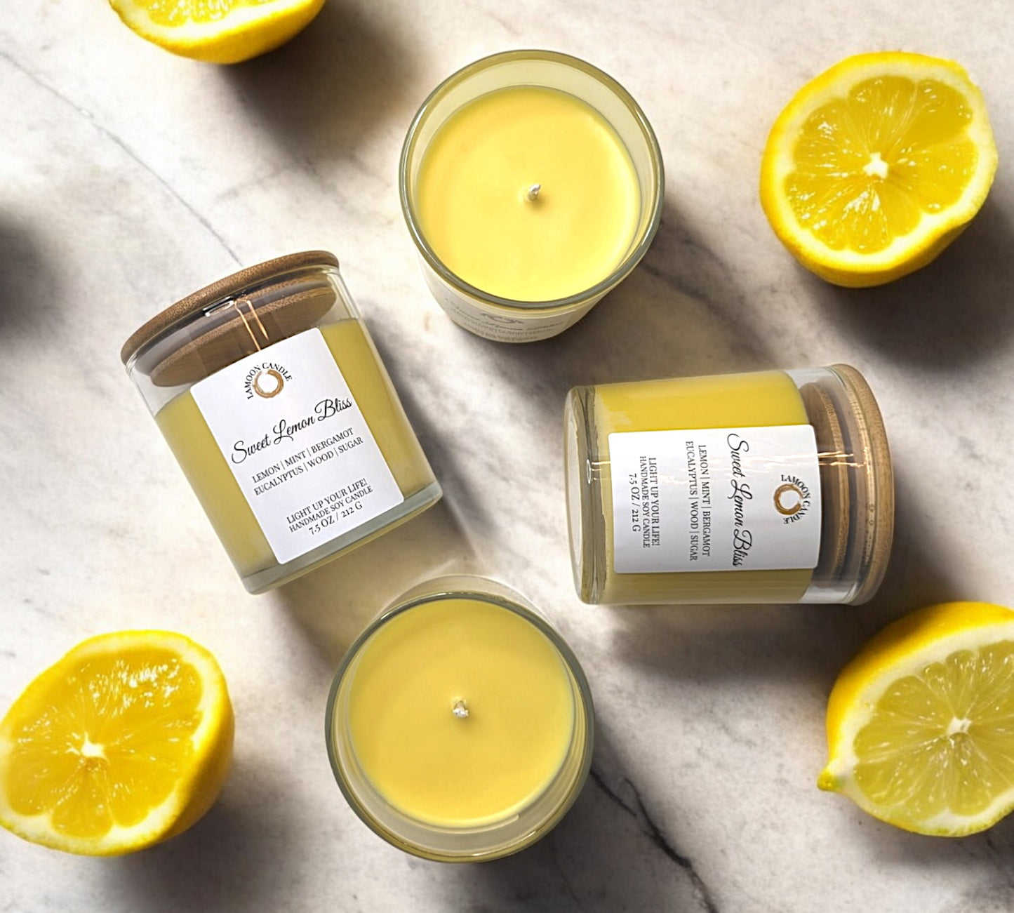 Sweet Lemon Bliss - Medium Soy Wax Candle