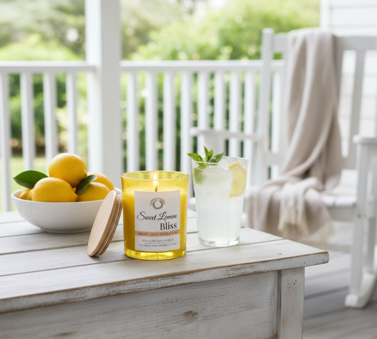 Sweet Lemon Bliss - Large Soy Wax Candle - LaMoon Candle