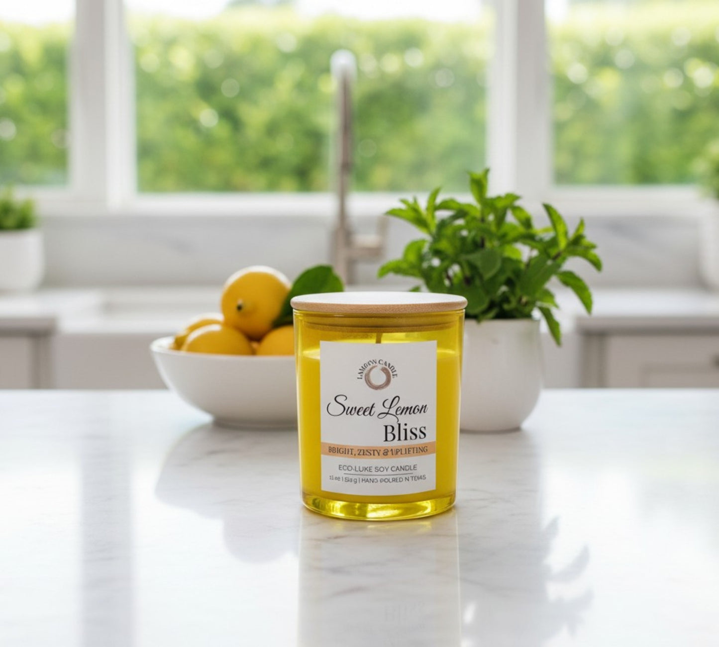 Sweet Lemon Bliss - Large Soy Wax Candle - LaMoon Candle