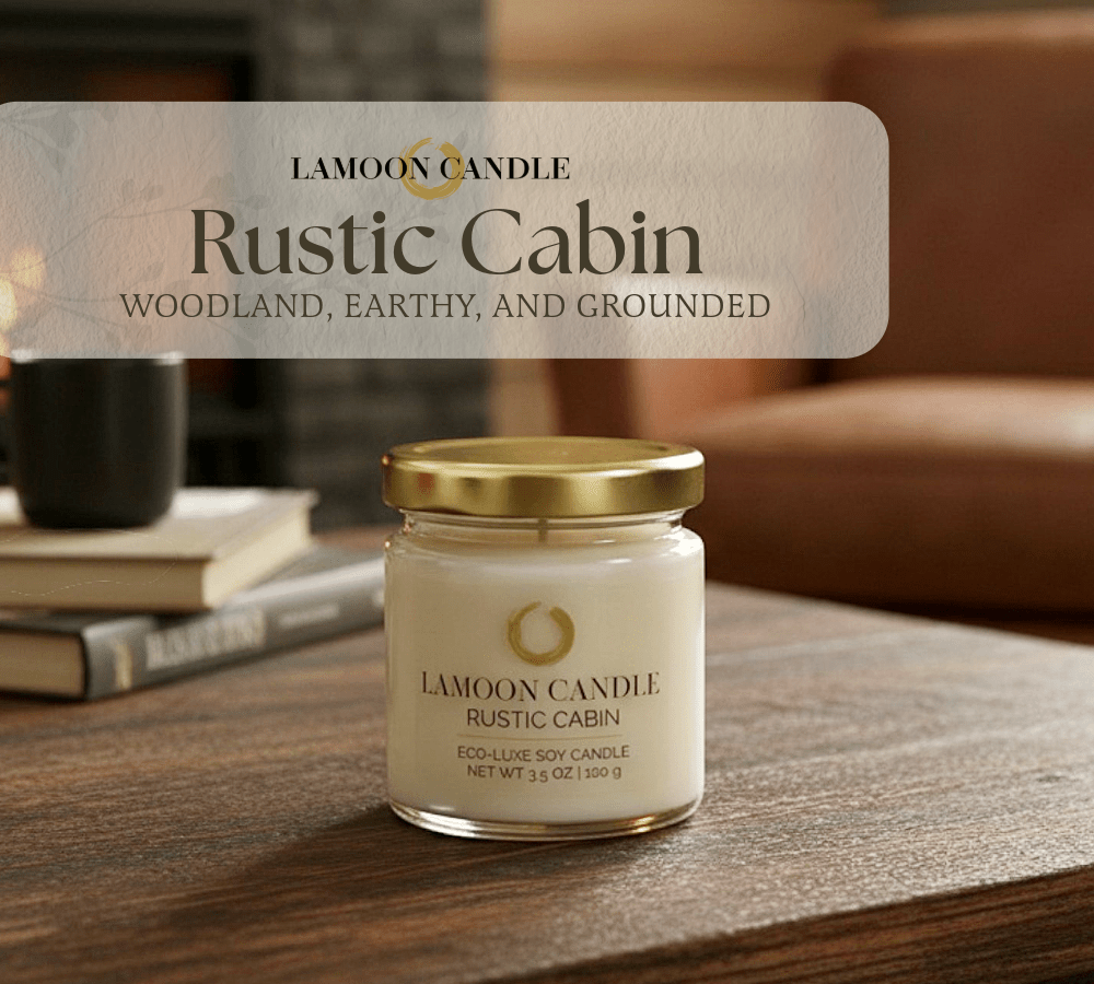 Rustic Cabin 3.5 oz Soy Candle – Clear Glass Jar with Gold Twisted Lid - LaMoon Candle