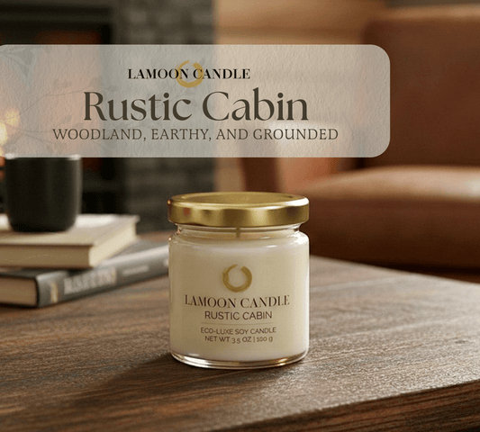 Rustic Cabin 3.5 oz Soy Candle – Clear Glass Jar with Gold Twisted Lid - LaMoon Candle
