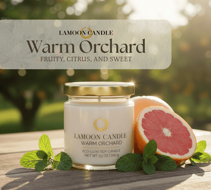 Warm Orchard 3.5 oz Soy Candle – Clear Glass Jar with Gold Twisted Lid - LaMoon Candle