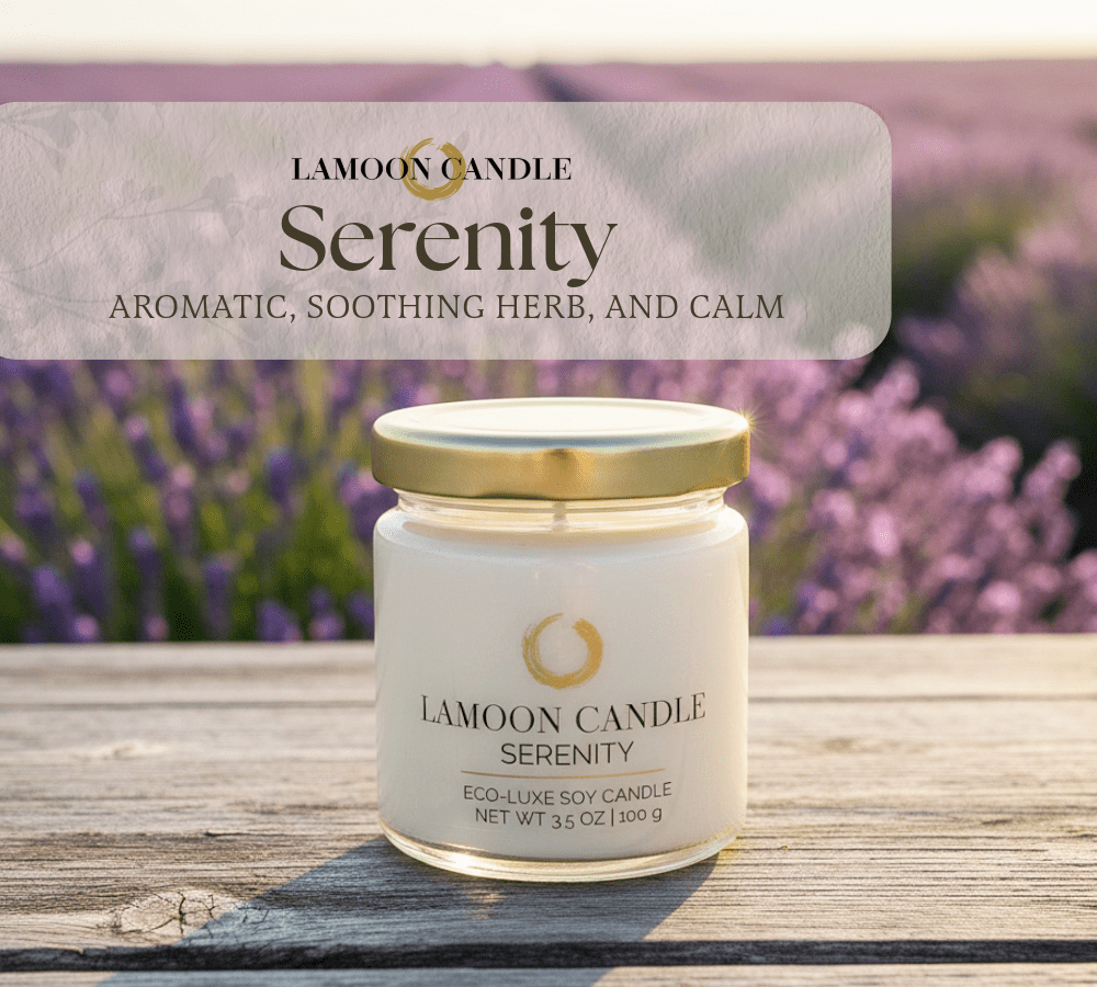 Serenity 3.5 oz Soy Candle – Clear Glass Jar with Gold Twisted Lid - LaMoon Candle