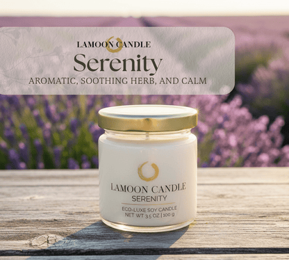 Serenity 3.5 oz Soy Candle – Clear Glass Jar with Gold Twisted Lid - LaMoon Candle