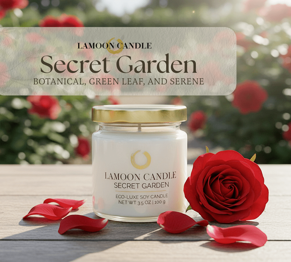 Secret Garden 3.5 oz Soy Candle – Clear Glass Jar with Gold Twisted Lid - LaMoon Candle