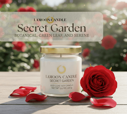Secret Garden 3.5 oz Soy Candle – Clear Glass Jar with Gold Twisted Lid - LaMoon Candle