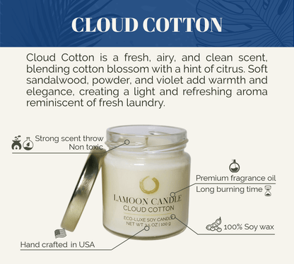 Cloud Cotton - Mini Luminary Soy Wax Candle - LaMoon Candle