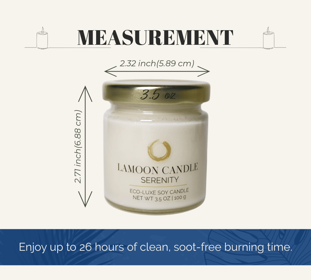 Serenity 3.5 oz Soy Candle – Clear Glass Jar with Gold Twisted Lid - LaMoon Candle
